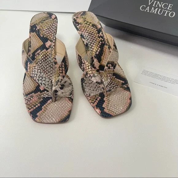Vince Camuto Snake Skin Pattern Saresta Thong Sandal New In Box - Picture 7 of 14
